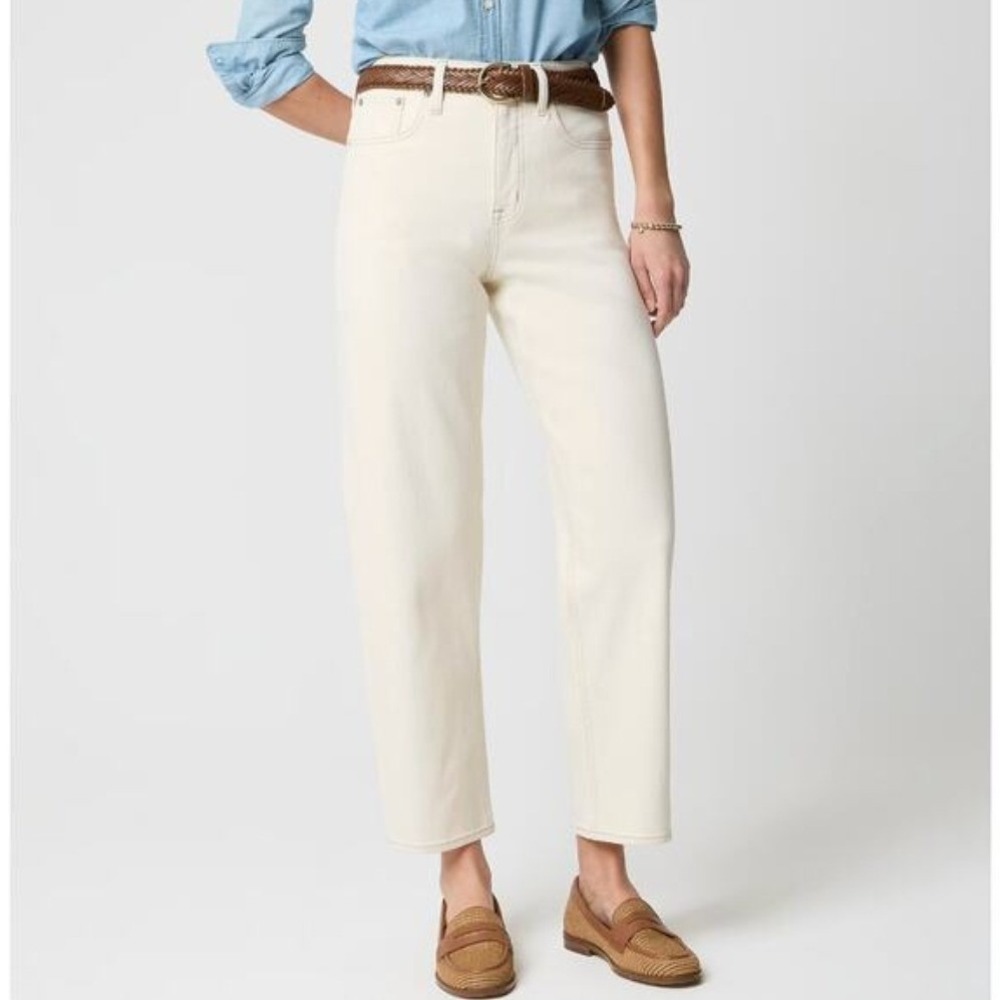 J.Crew Slim Barrel Jean Ecru Cream Cotton Blend High Rise NWT 29